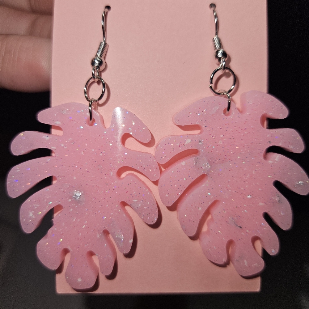 Pink Princess Leaf Earrings